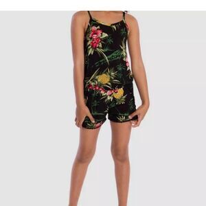 Appaman Kids Girls Black Sleeveless Floral Drawstring Novia Romper Size 10